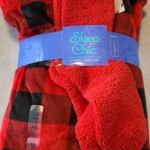 Sleep Chic New Flannel Pajama Pants & Fuzzy Socks Sz XXL